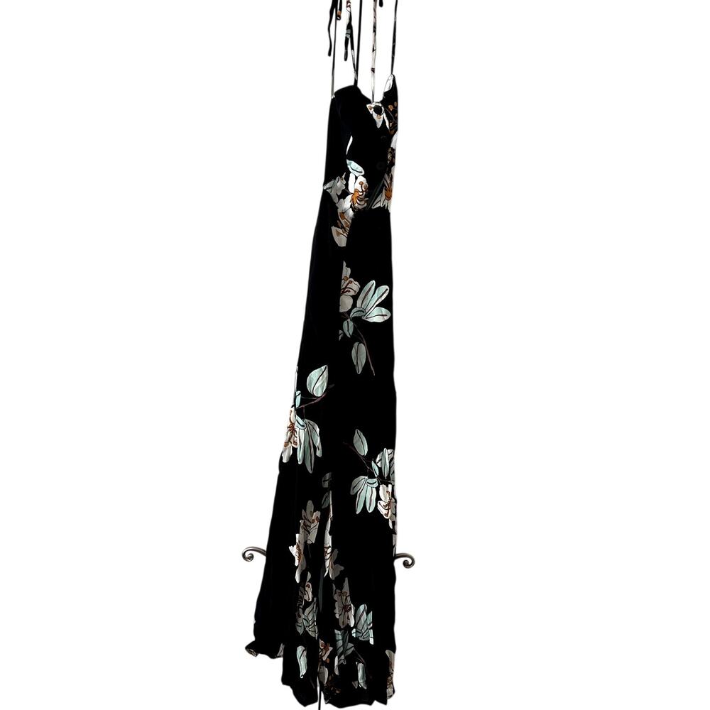 Kimchi Blue Floral Backless Apron Jumpsuit size 2 Black White Green - Picture 3 of 7